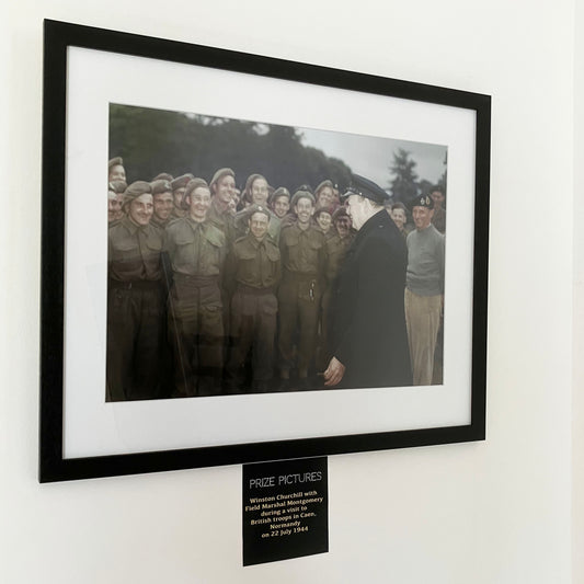 Winston Churchill Framed Photo with Monty and British Troops in Normandy 1944