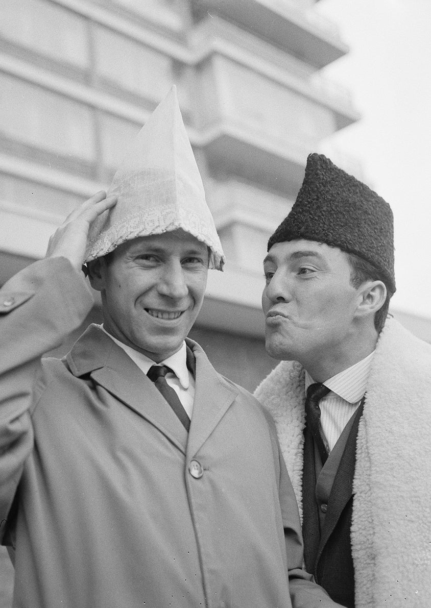 Bobby Charlton and Jimmy Greaves in Holland 1964 - Framed Photo Print