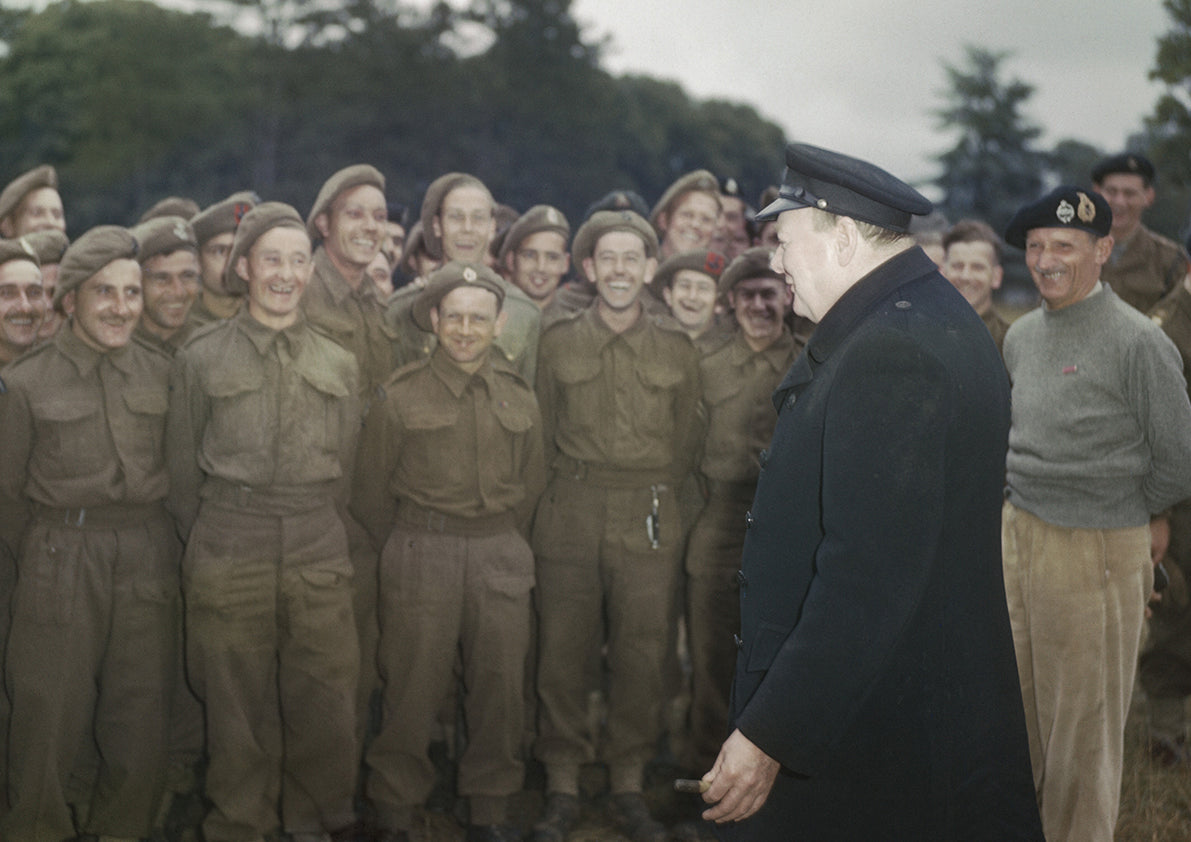 Winston Churchill Framed Photo with Monty and British Troops in Normandy 1944