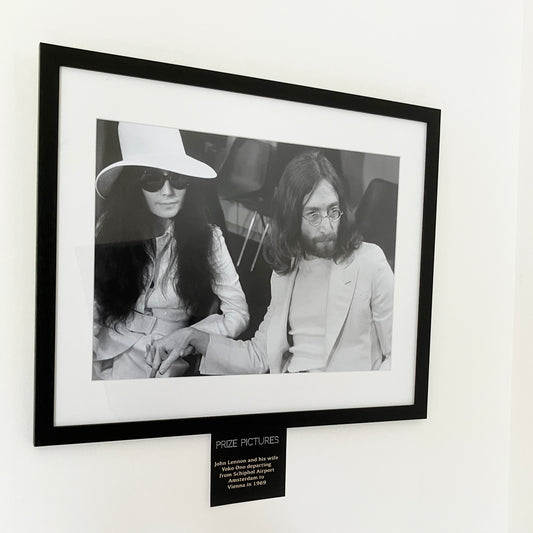 John Lennon and Yoko Ono Framed Photo Print Leaving for Vienna 1969