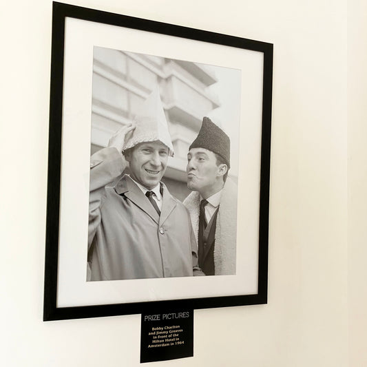 Bobby Charlton and Jimmy Greaves in Holland 1964 - Framed Photo Print